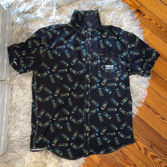 BOSTON CALLING RARE TRULEY HARD SELTZER TIEDYE BUTTON DOWN HAWAIIAN TEE. SZ.M - Picture 1 of 4